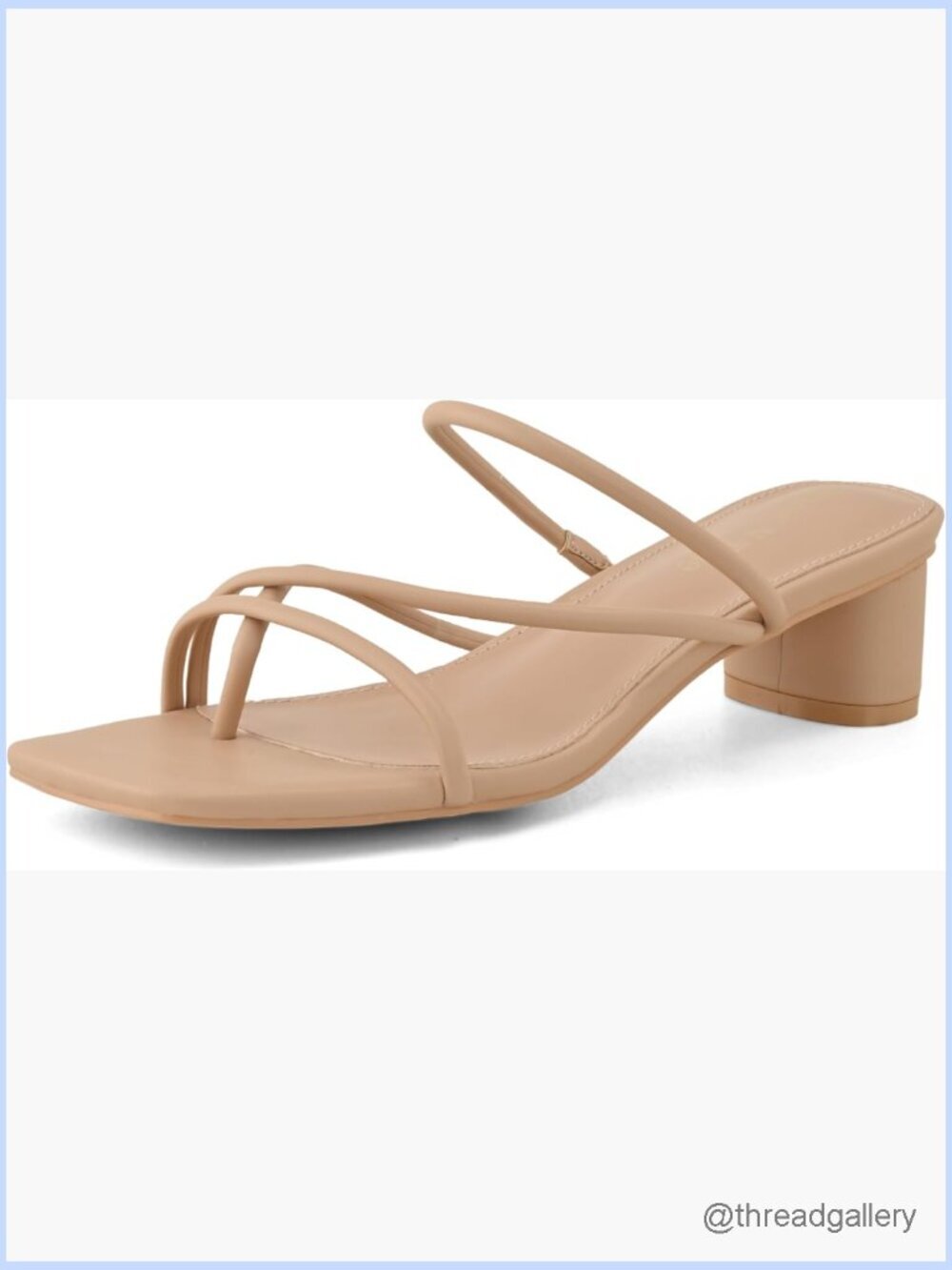 Strappy Chunky Block Heel Mules Square Toe Low Kitten Heel Sandals